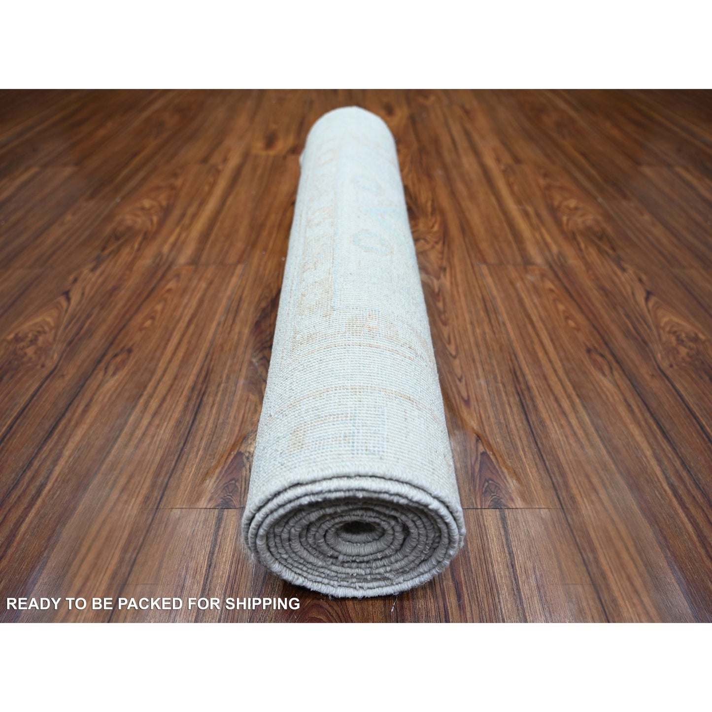 2'7"X11'3" White Wash Peshawar Wool Hand Knotted Runner Oriental Rug