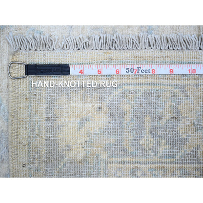 3'X4'9" Ivory, Organic Wool Hand Knotted, White Wash Peshawar, Rug