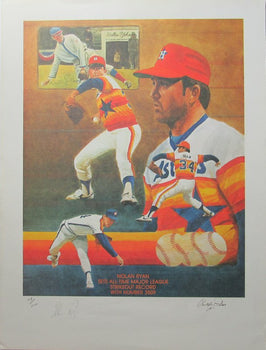 Nolan Ryan Astros Strikeout Record Signed 18X24 Paluso Lithograph   Jsa 140931