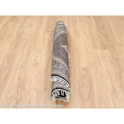 5'X5' 175 Kpsi Hand Knotted Black Tebraz Mahi Wool And Silk Round Rug