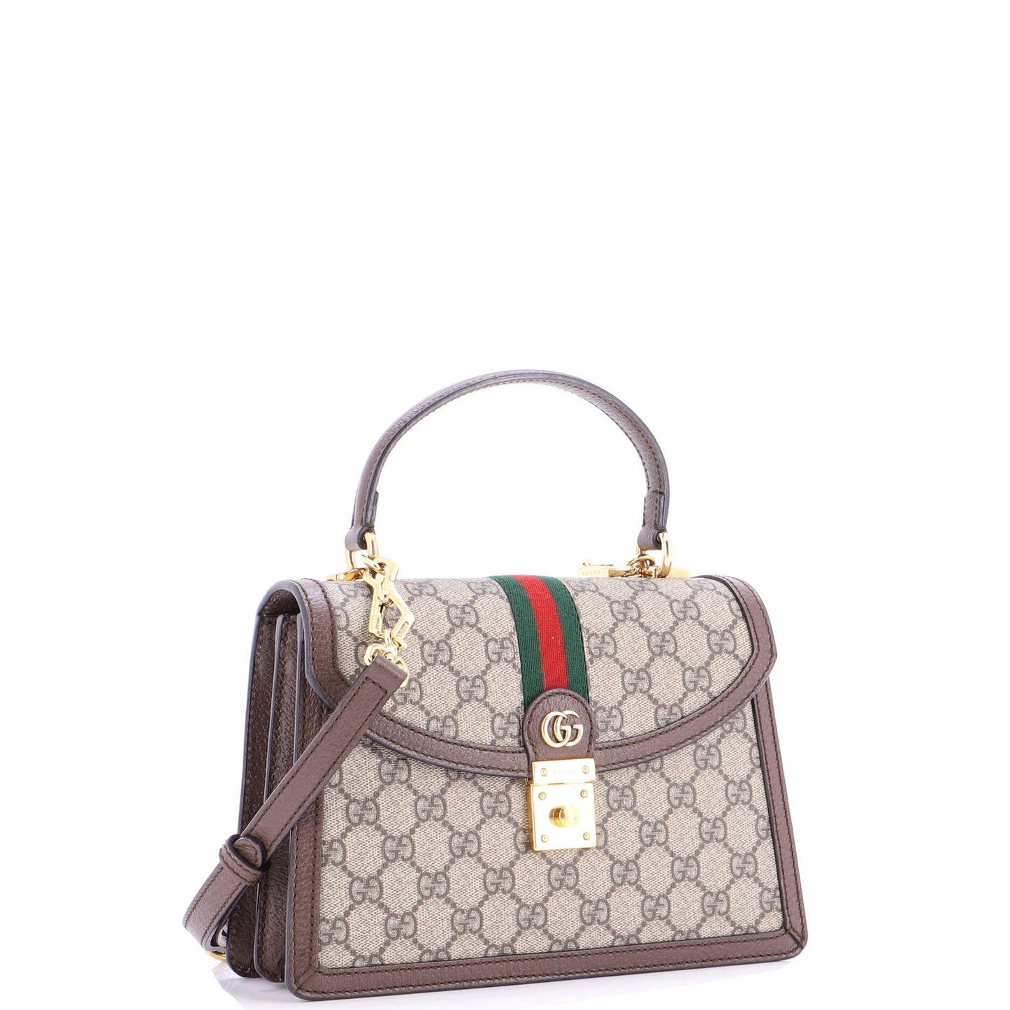 Gucci Ophidia Flap Top Handle Bag Gg Coated Canvas Small