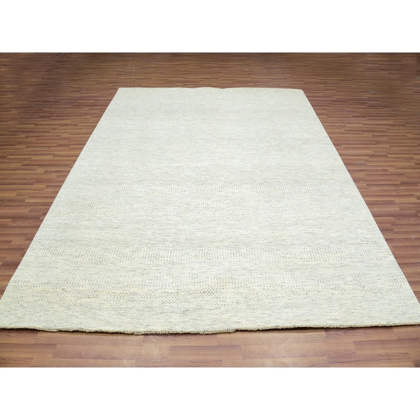 8'X10'1" Classic Gray Hand Knotted Modern Grass Design Wool Plain Rug