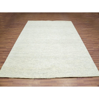 8'X10'1" Classic Gray Hand Knotted Modern Grass Design Wool Plain Rug