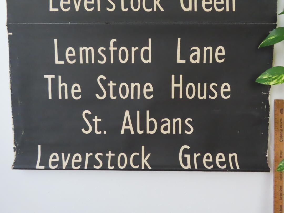 Vintage Uk Bus Roll Sign Linen Canvas Industrial Antique Original 60S Rare