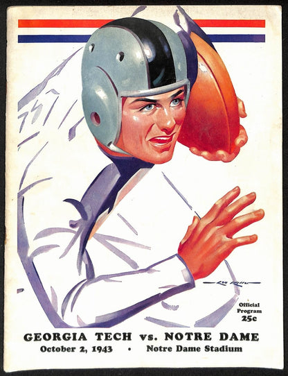 1943 Georgia Tech Vs Notre Dame  Vintage College Football Program 196443