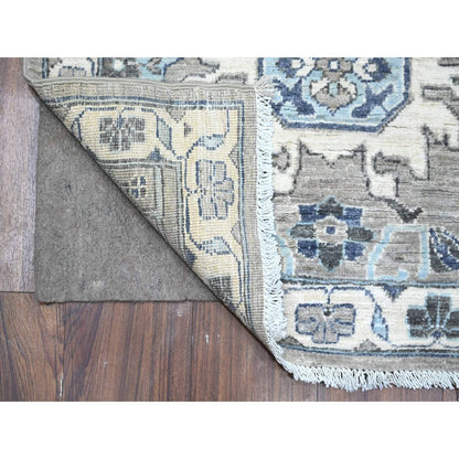 2'5"X10'8" Repose Gray Karajeh Design Hand Knotted Runner Oriental Rug