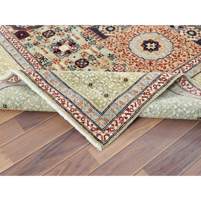 8'2"X10' Green Wool Hand Knotted Super Fine Peshawar 200 Kpsi Rug
