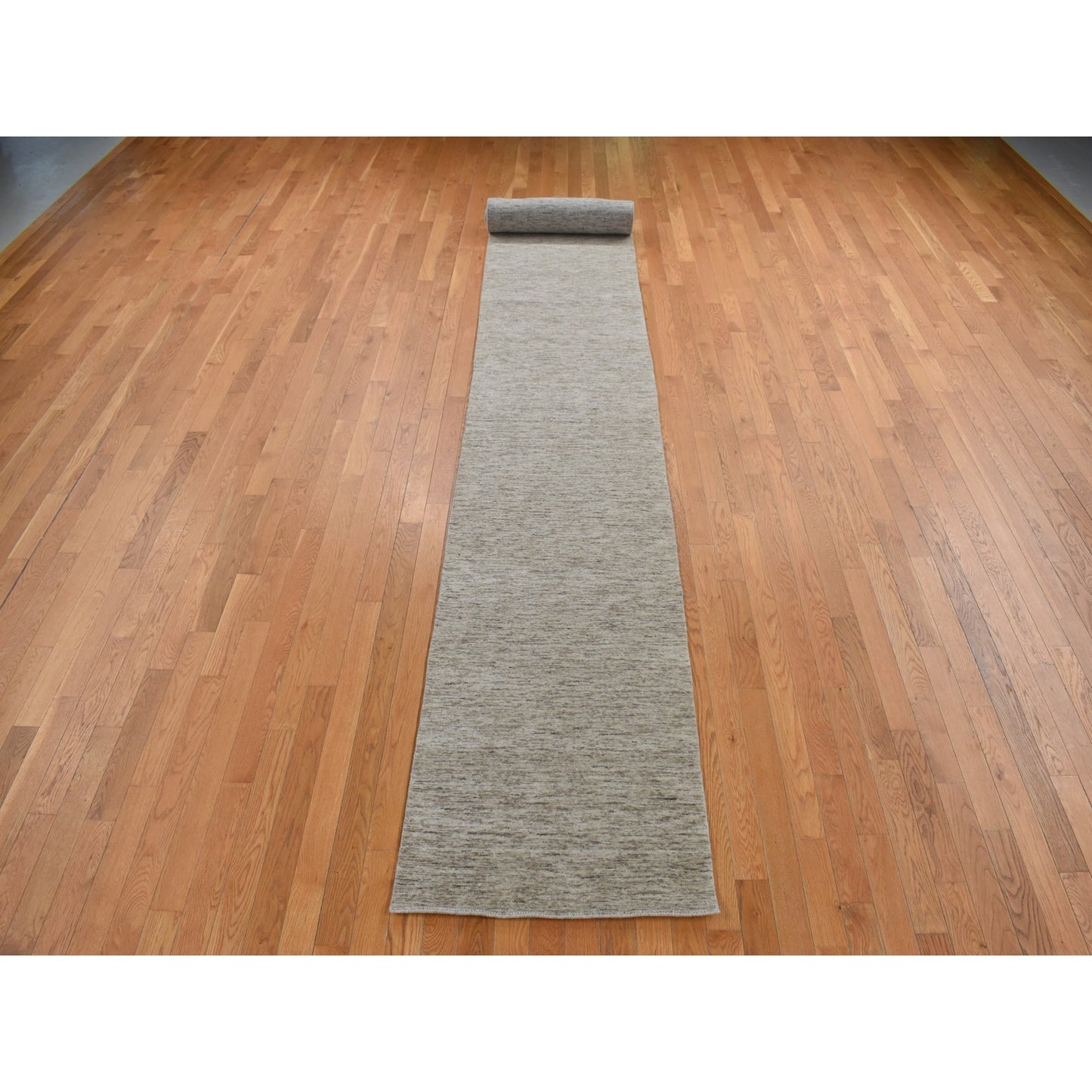 2'7"X18'2" Taupe Natural Colors Pure Wool Gabbeh Runner Hand Loomed Rug