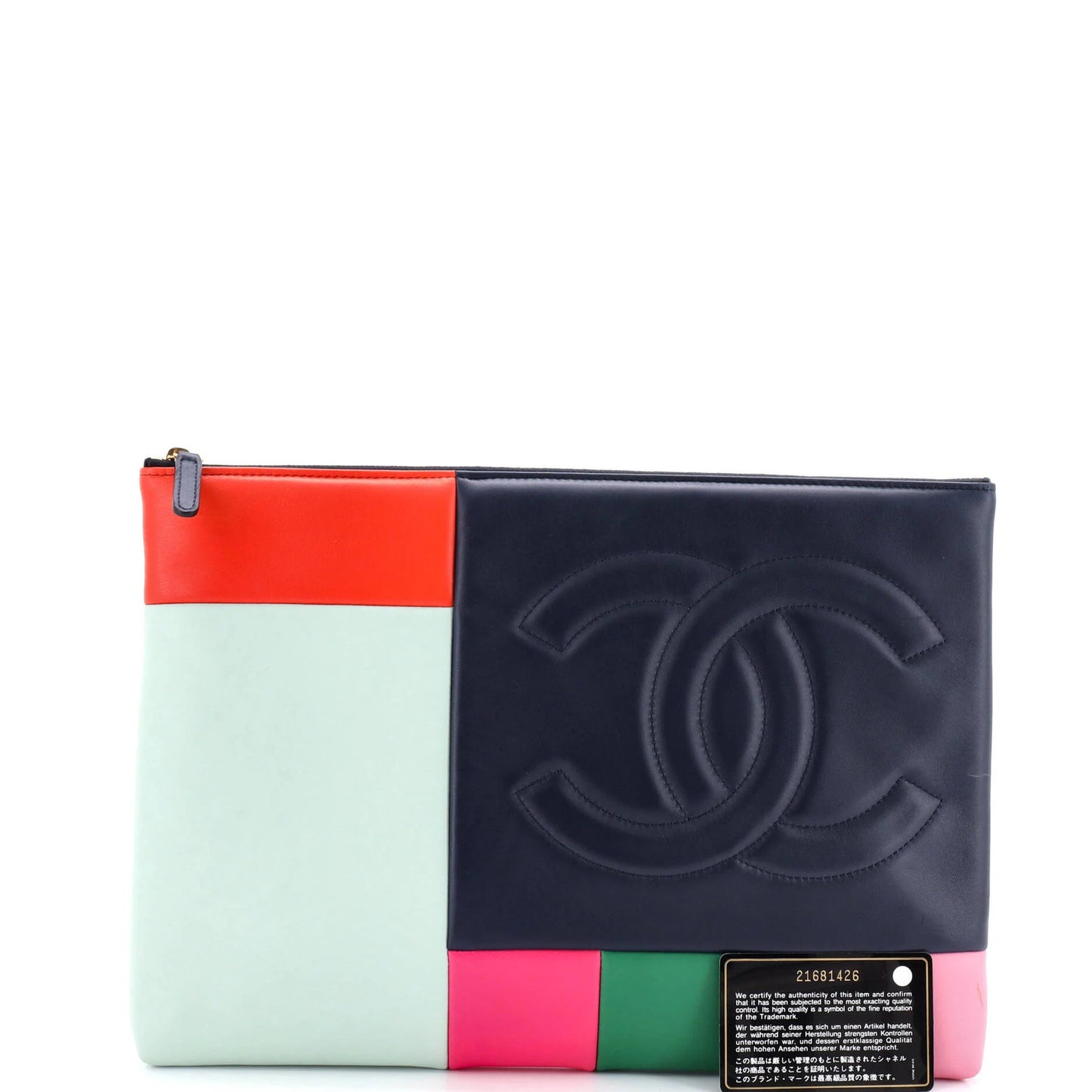 Chanel O Case Clutch Colorblock Leather Large
