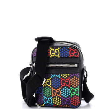 Gucci Front Zip Messenger Bag Psychedelic Print Gg Coated Canvas Mini
