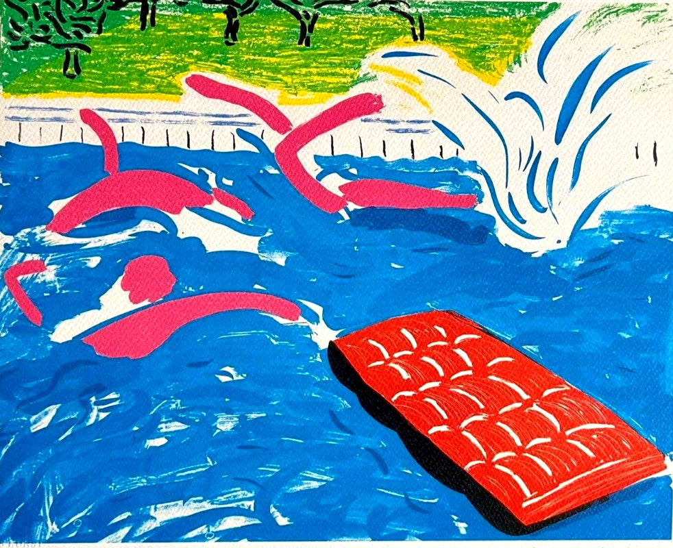 David Hockney "Swimming" Lithograph Coa Signed Numbered By Hand