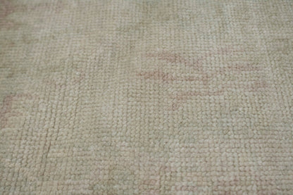 Transitional Muted Beige Floral Handmade Oriental