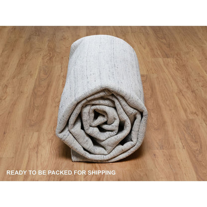 10'X13'10" Gray Modern Striae Design Tone On Tone Wool Hand Loomed Rug