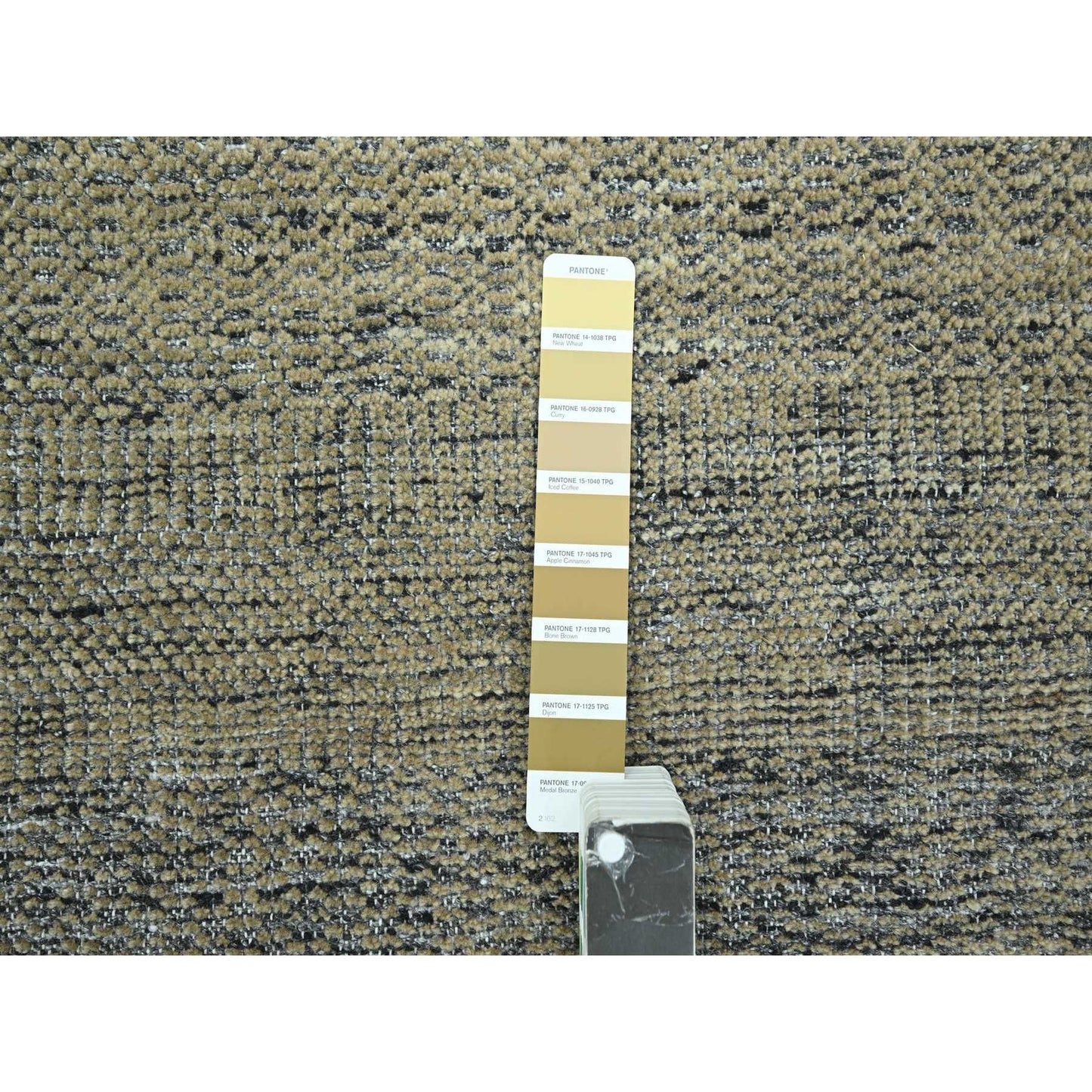 10'X14' Brown & Black Oxidized Grass Design Pure Wool Hand Knotted Rug