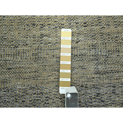 10'X14' Brown & Black Oxidized Grass Design Pure Wool Hand Knotted Rug