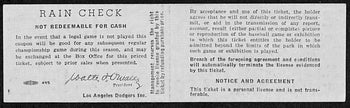 Vintage 1959 Nl Tie Breaker Full Ticket Dodgers