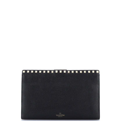 Valentino Garavani Rockstud Flip Lock Flat Pouch Leather Large