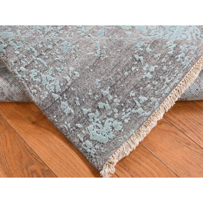 3'X4'10" Green Broken Zoroastrian Design Wool And Silk Hand Knotted Rug