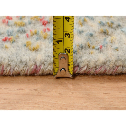 2'6"X6' Ivory Farsian Design Wool And Pure Silk Hand Knotted Runner Rug