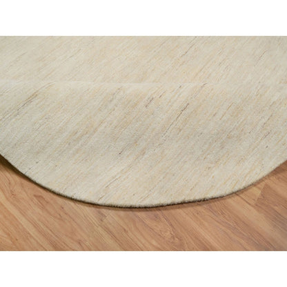 7'9"X7'9" Bone White Pure Wool Modern Plain Design Hand Knotted Round Rug