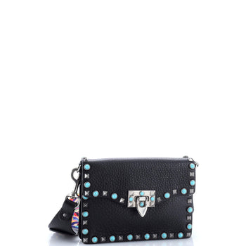 Valentino Garavani Rolling Rockstud Crossbody Bag Leather With Cabochons Small