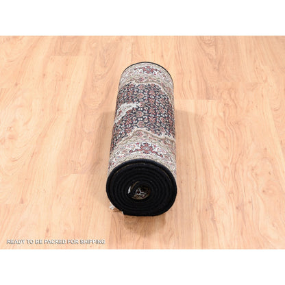 2'7"X10' Hand Knotted Fish Design Tebraz Mahi Wool And Silk Runner Rug