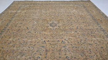Hand-Knotted Distressed Vintage 9X12 Ft