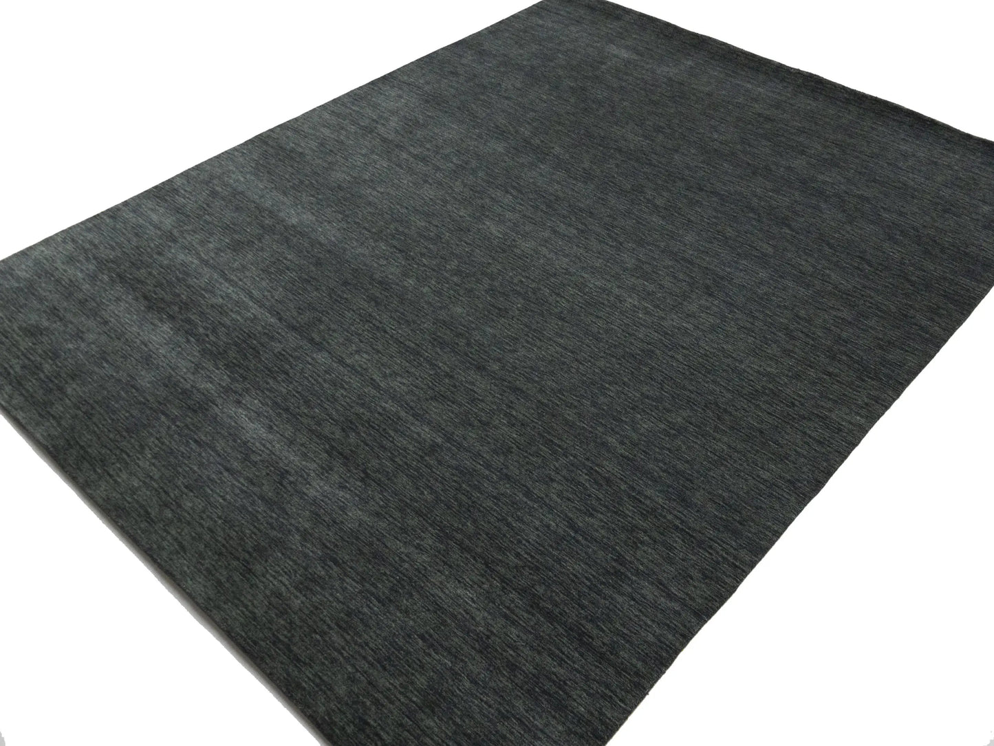 Solid Charcoal Hand-Loomed 9X12 Gabbeh Wool Rug
