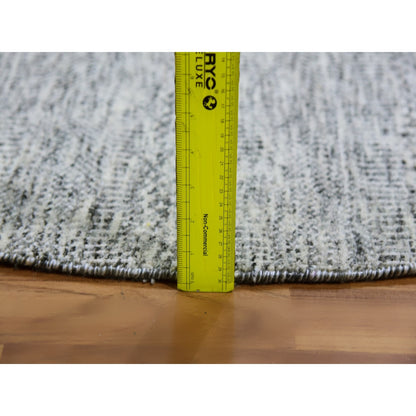 6'X6' Silver Chalice Gray Undyed Wool Grass Design Hand Knotted Round Rug