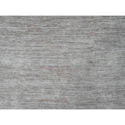 9'6"X11'3" Gray Hand Spun Ghazni Wool Solid Pattern Hand Knotted Rug