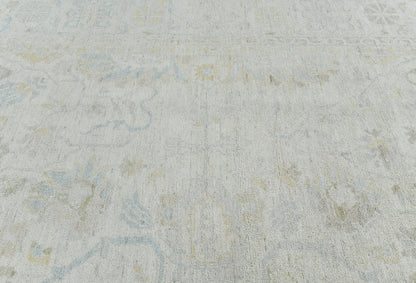 Handspun Wool Oushak Rug Muted Floral Design Bedroom Oriental Carpet 9X12 ft