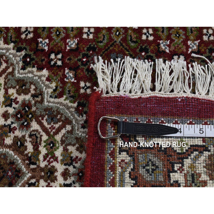 2'8"X10'5" Sangria Red Tebraz Mahi Pure Wool Hand Knotted Runner Rug