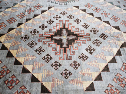 Geometric Tribal Afghan Oriental Rug Handmade Farmhouse Decor Carpet 10X14