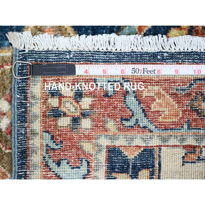 2'5"X6' Yale Blue Caucasian Akstafa Design Wool Hand Knotted Runner Rug