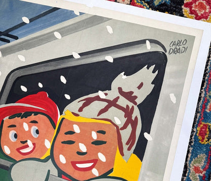 S Maurizio Ferrovie Nord Milano  Carlo Dradi Authentic 1948 Italian Ski  Poster