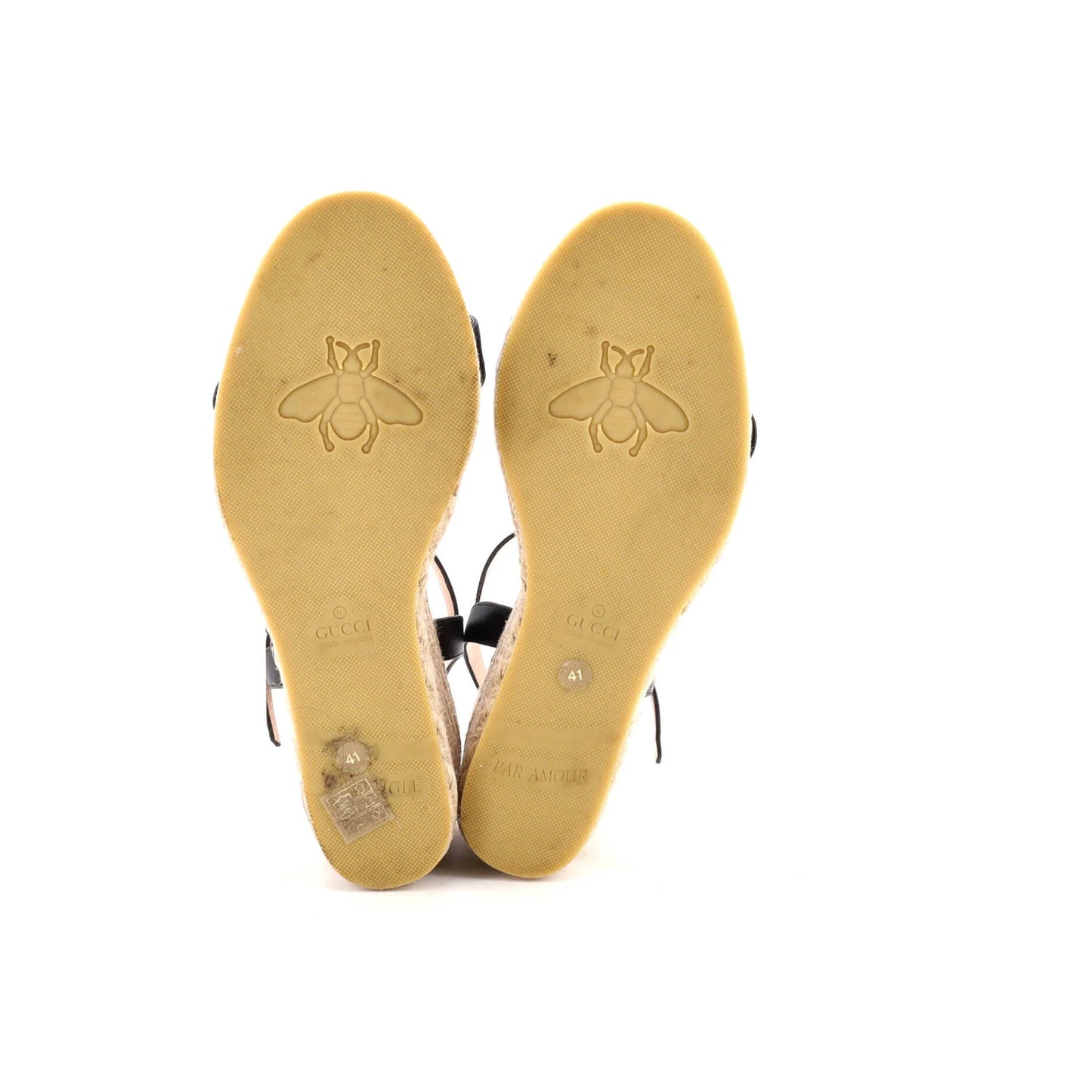 Gucci Women'S Gg Marmont Wedge Espadrille Sandals Leather