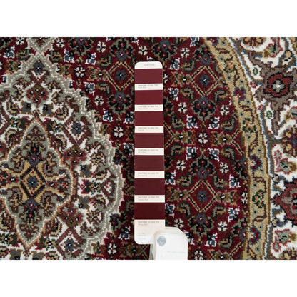 3'4"X3'4" Red Tebraz Design Wool Hand 175 Kpsi Knotted Round Rug