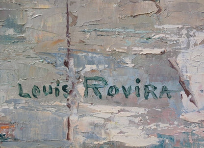 Louis Rovira Original Oil Painting P20 Port Scene Harbor Boats Signed France