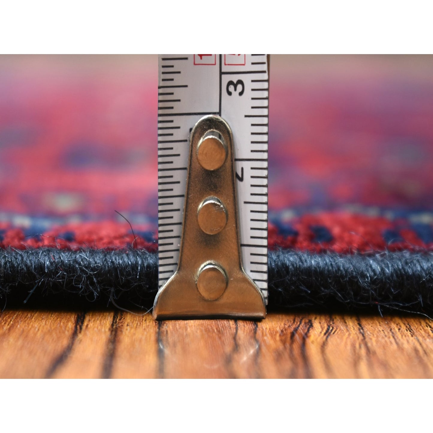 2'8"X12'6" Deep Red Hand Knotted Afghan Khamyab Pure Wool Runner Rug