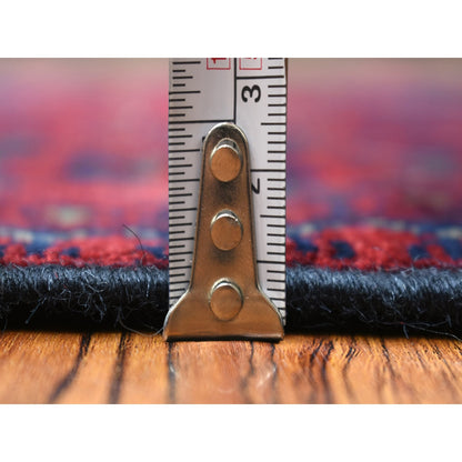 2'8"X12'6" Deep Red Hand Knotted Afghan Khamyab Pure Wool Runner Rug