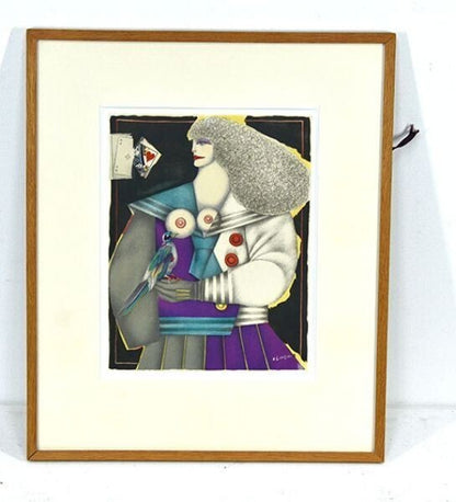 in Richard Lindner Lithograph Print Artwork USA Signed Framed 20.5 x 17.1
