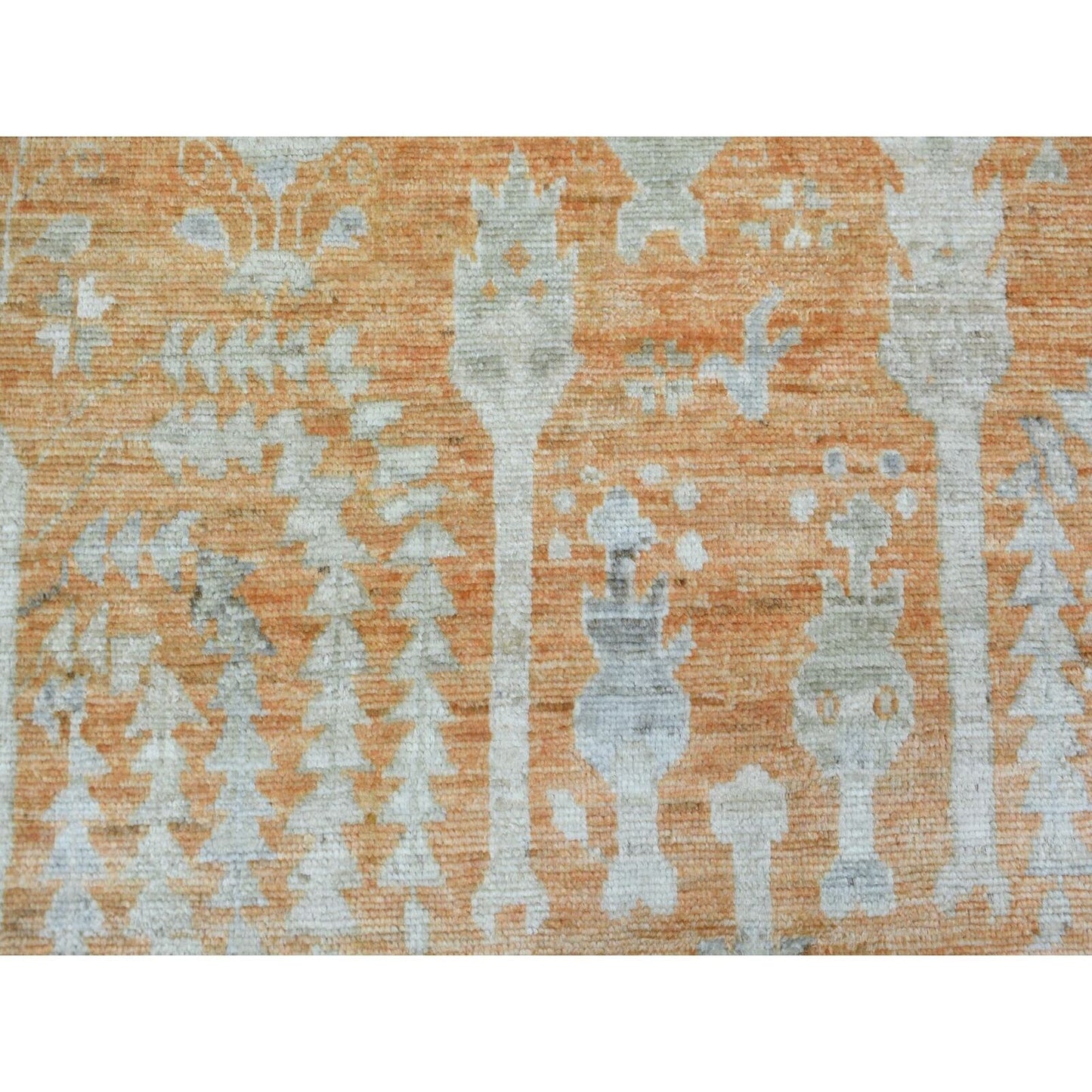 7'10"X10'2" Orange Natural Wool Afghan Angora Oushak Hand Knotted Rug