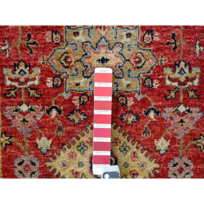 2'7"X8'2" Red Karjihooz Medallions Design Hand Knotted Soft Wool Runner