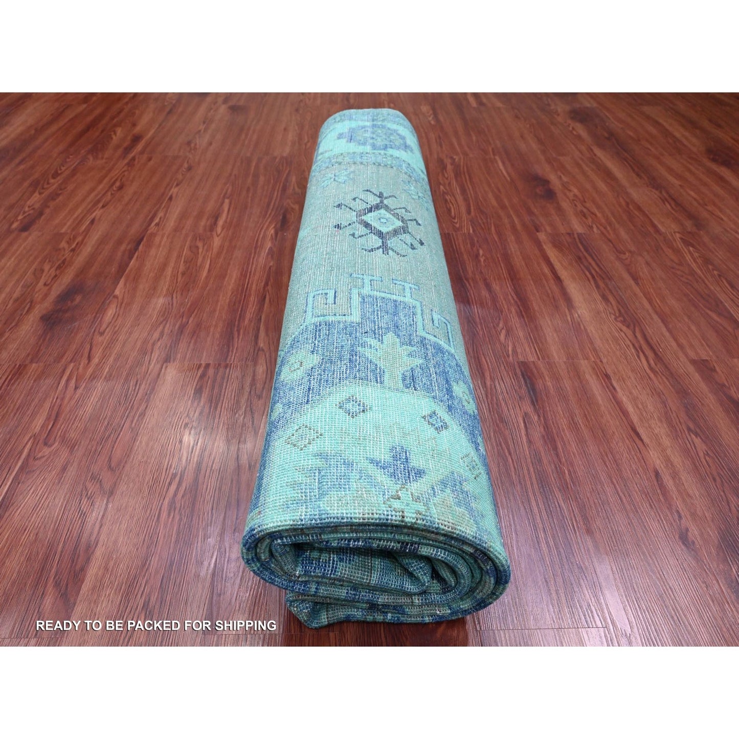 7'9"X9'6" Blue Overdyed Kazak Medallion Design Hand Knotted 100% Wool Rug