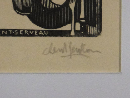 Clment Serveau 1959 Signed Woodcut "Fruits And Wine On Table" French Modernist