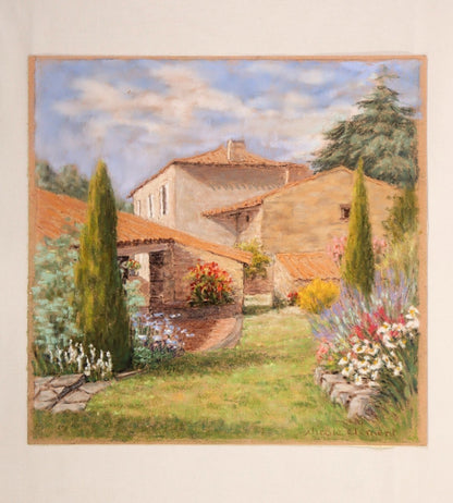 Nicole Clment Original Pastel "Jardin Ensoleill" (Sunny Garden) Signed 1999