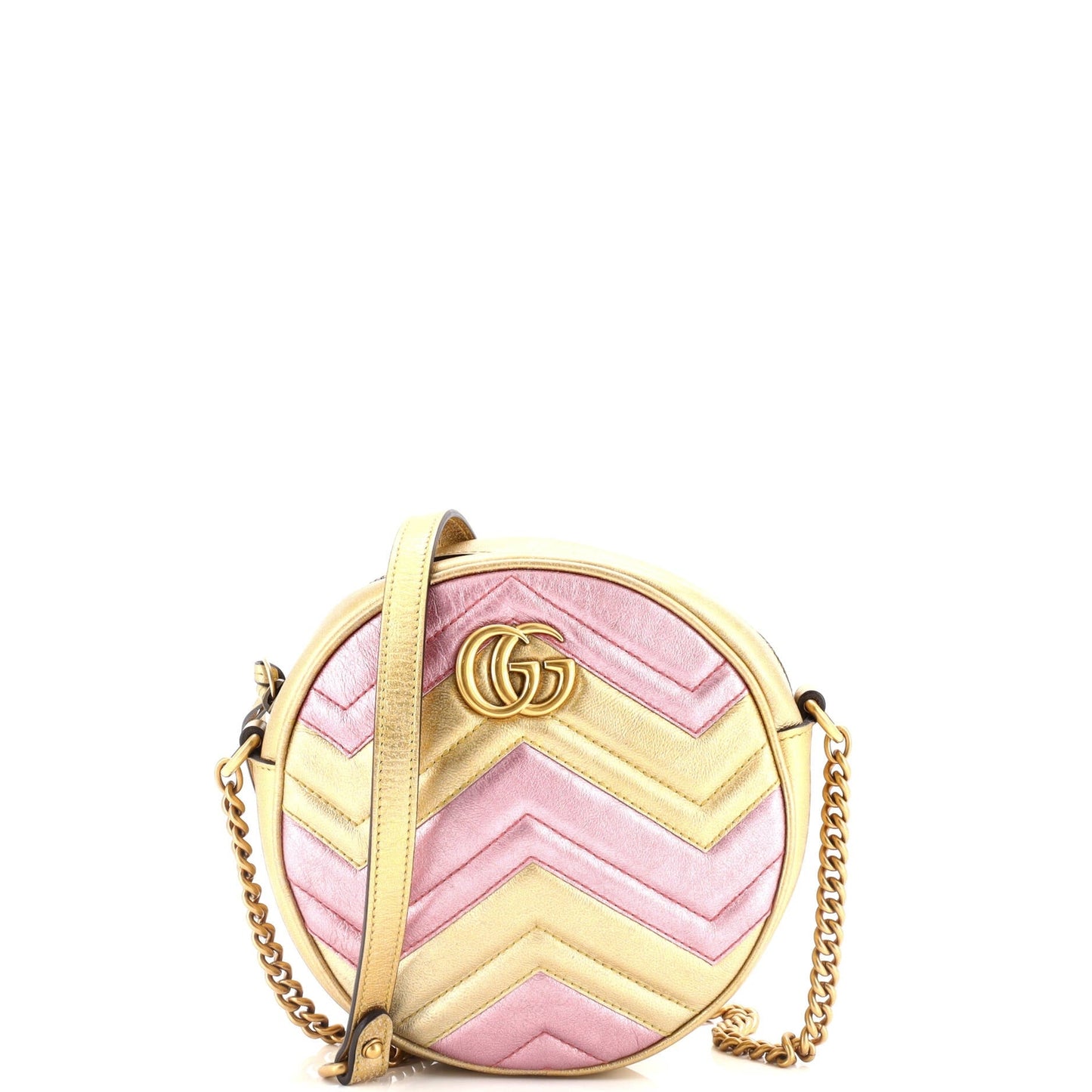 Gucci Gg Marmont Round Shoulder Bag Matelasse Leather Mini