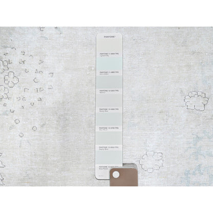 7'2"X9'10" White Natural Wool Hand Knotted Vintage Zoroastrian Karman Rug