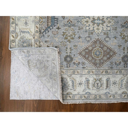 6'X9' Misty Gray, Pure Wool, Hand Knotted, Karjihooz Design Oriental Rug