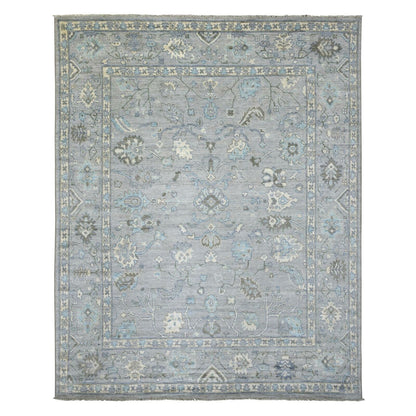 8'1"X10'4" Gray Angora Oushak All Over Motifs Wool Hand Knotted Rug